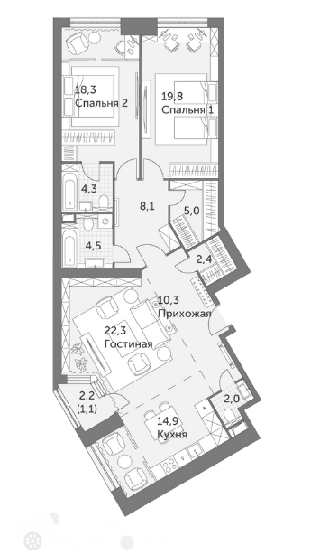 Купить трёхкомнатную квартиру в новостройке г Москва, ул Академика Волгина, д 2Д - PUSH-KA.RU, объявление №214378