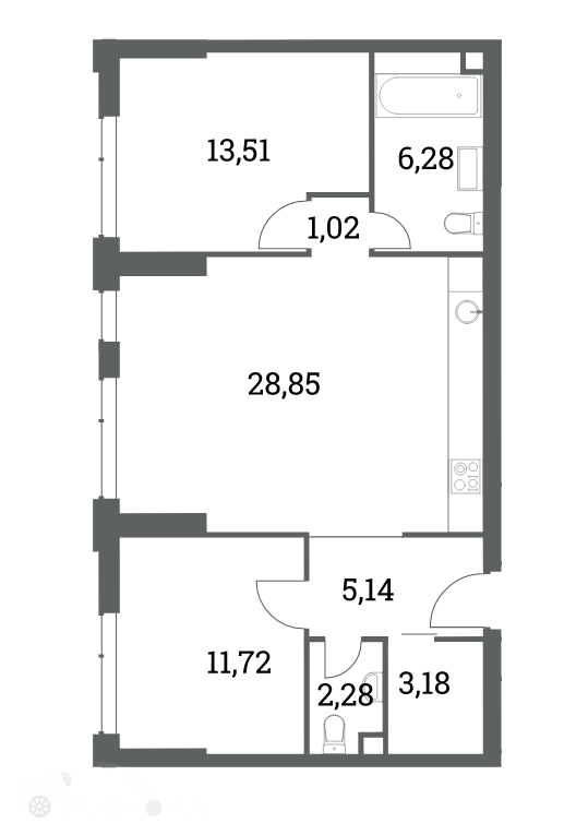 Продаётся 3-комнатная квартира в новостройке 71.0 кв.м. этаж 14/53 за 23 999 000 руб 