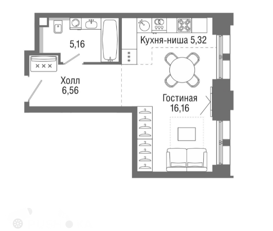 Продаётся 1-комнатная квартира в новостройке 33.0 кв.м. этаж 10/36 за 12 900 000 руб 