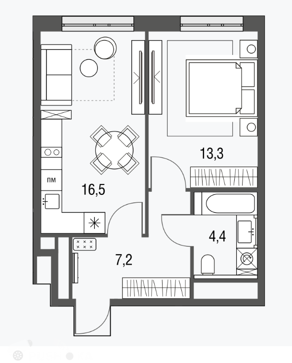 Продаётся 2-комнатная квартира в новостройке 42.0 кв.м. этаж 3/25 за 10 700 000 руб 