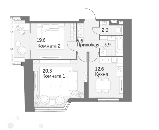 Продаётся 2-комнатная квартира в новостройке 62.0 кв.м. этаж 18/47 за 24 000 000 руб 