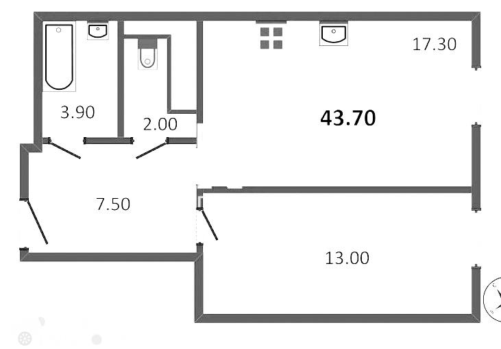 Продаётся 1-комнатная квартира в новостройке 44.0 кв.м. этаж 20/22 за 9 800 000 руб 