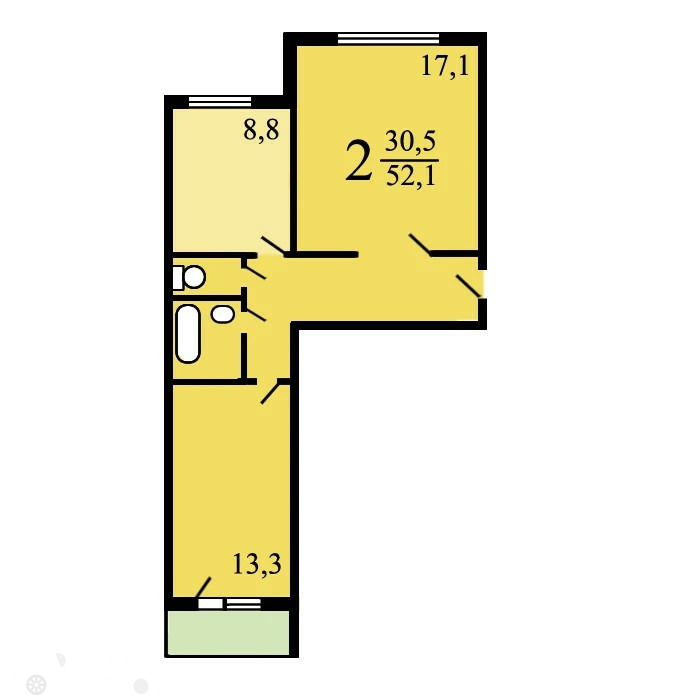 Продаётся 2-комнатная квартира 51.9 кв.м. этаж 11/12 за 23 000 000 руб 