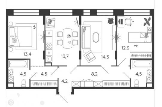 Купить трёхкомнатную квартиру в новостройке г Москва, наб Марка Шагала, д 1 к 2 - PUSH-KA.RU, объявление №232832