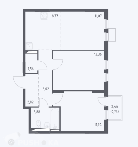 Продаётся 3-комнатная квартира в новостройке 59.0 кв.м. этаж 7/14 за 11 300 000 руб 