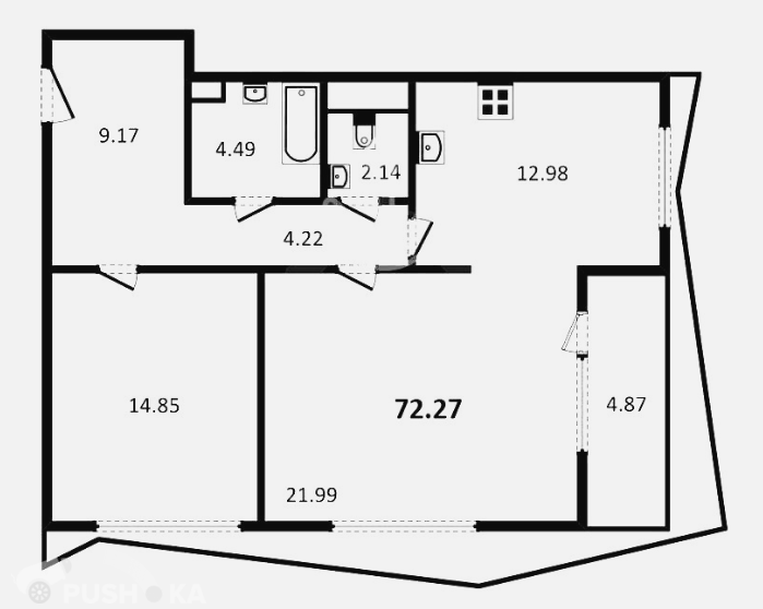 Продаётся 3-комнатная квартира в новостройке 75.0 кв.м. этаж 15/22 за 23 200 000 руб 