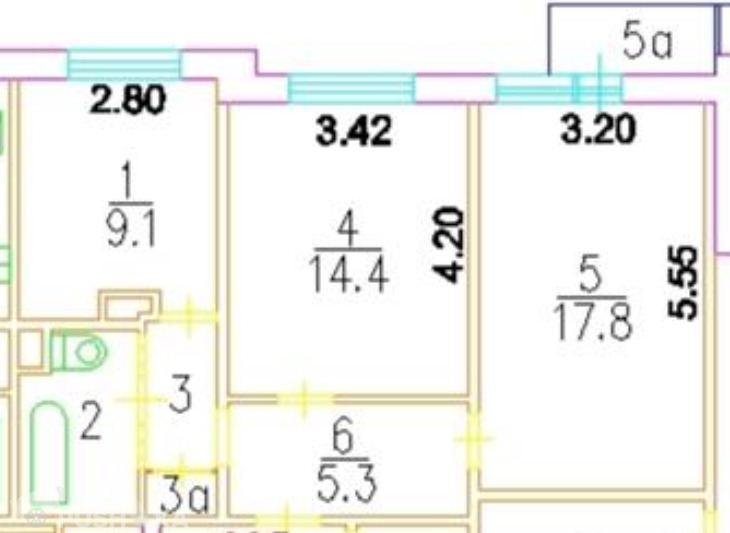 Продаётся 2-комнатная квартира 53.5 кв.м. этаж 8/17 за 18 400 000 руб 