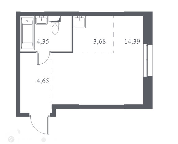 Продаётся 1-комнатная квартира в новостройке 27.0 кв.м. этаж 2/14 за 6 700 000 руб 