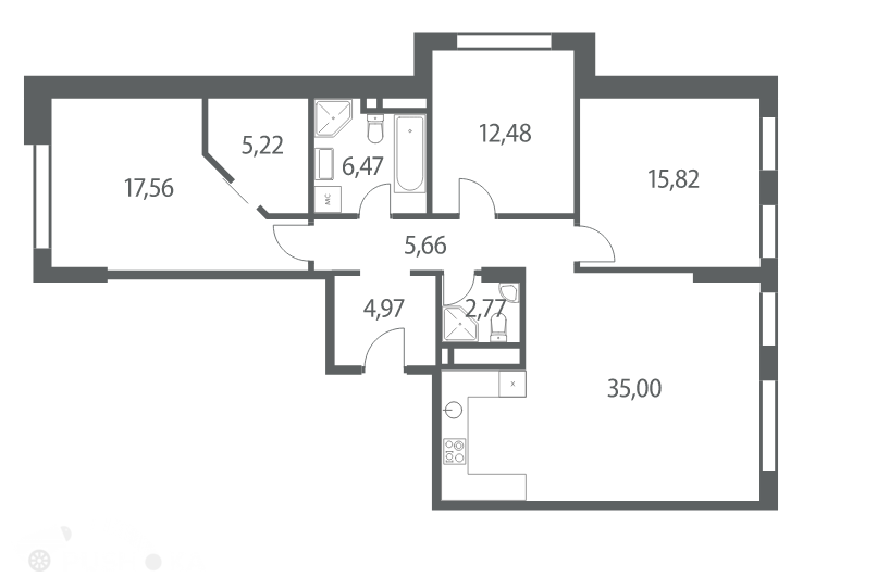 Продаётся 3-комнатная квартира в новостройке 102.0 кв.м. этаж 15/53 за 31 500 000 руб 