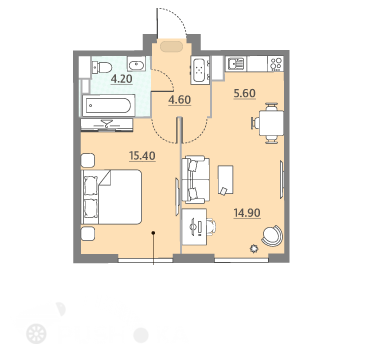 Продаётся 2-комнатная квартира в новостройке 45.5 кв.м. этаж 10/16 за 16 799 995 руб 