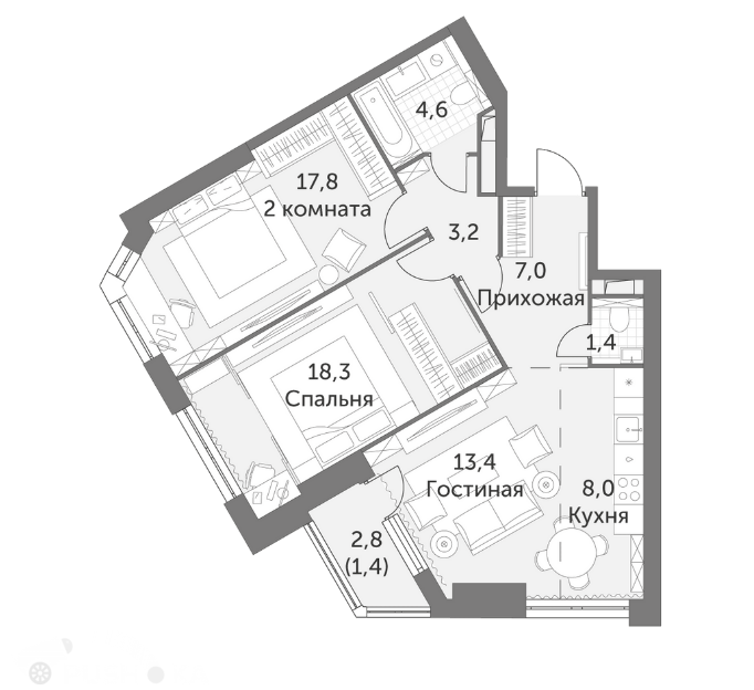 Продаётся 3-комнатная квартира в новостройке 75.0 кв.м. этаж 10/48 за 25 900 000 руб 