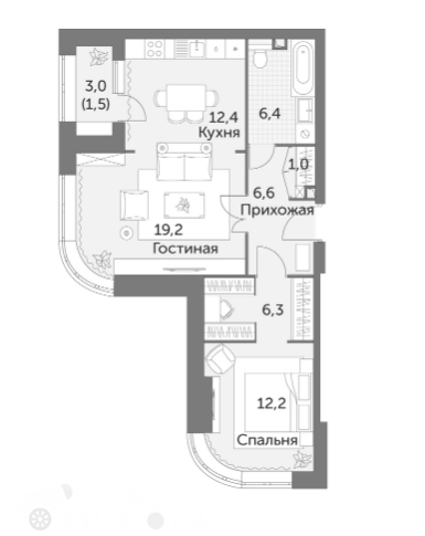 Продаётся 3-комнатная квартира в новостройке 66.0 кв.м. этаж 4/48 за 24 900 000 руб 