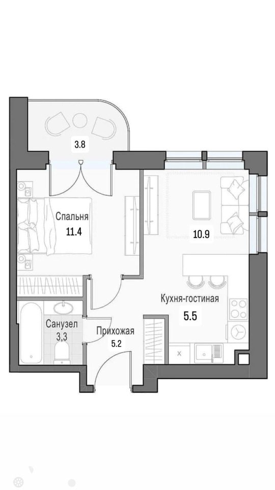 Продаётся 1-комнатная квартира 36.3 кв.м. этаж 18/26 за 15 000 000 руб 