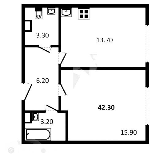 Продаётся 2-комнатная квартира в новостройке 42.5 кв.м. этаж 2/27 за 19 400 000 руб 