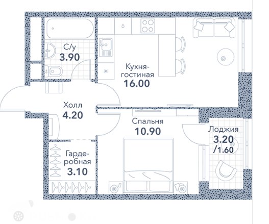 Продаётся 1-комнатная квартира в новостройке 38.0 кв.м. этаж 10/20 за 13 199 995 руб 