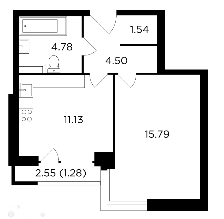 Продаётся 1-комнатная квартира в новостройке 39.0 кв.м. этаж 11/27 за 21 400 000 руб 