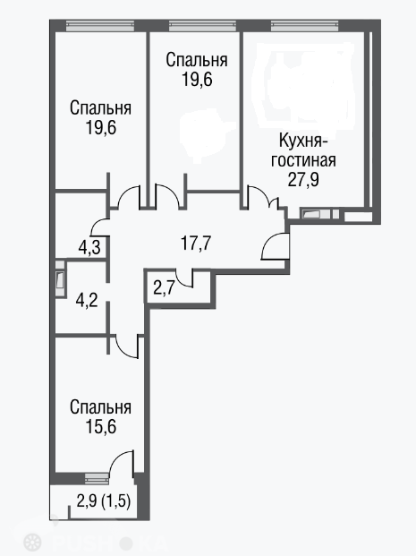 Продаётся 3-комнатная квартира в новостройке 114.0 кв.м. этаж 10/20 за 29 799 996 руб 