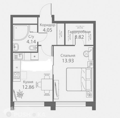 Продаётся 1-комнатная квартира в новостройке 39.0 кв.м. этаж 30/32 за 17 900 000 руб 