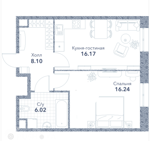 Продаётся 2-комнатная квартира в новостройке 45.0 кв.м. этаж 8/20 за 16 100 000 руб 