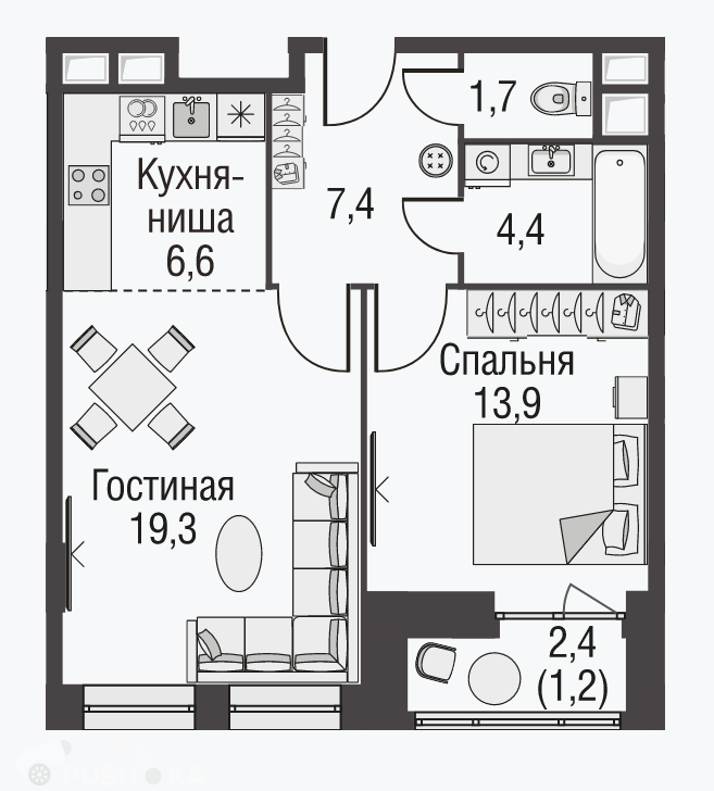 Продаётся 2-комнатная квартира в новостройке 55.0 кв.м. этаж 11/11 за 30 900 000 руб 