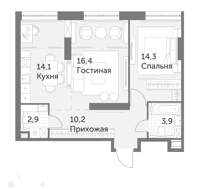 Продаётся 3-комнатная квартира в новостройке 62.0 кв.м. этаж 10/48 за 24 900 000 руб 