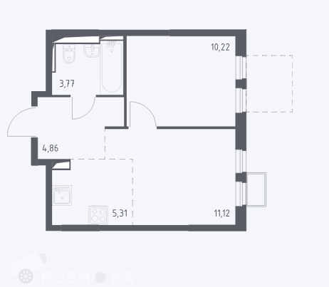 Продаётся 2-комнатная квартира в новостройке 35.5 кв.м. этаж 7/14 за 7 500 000 руб 