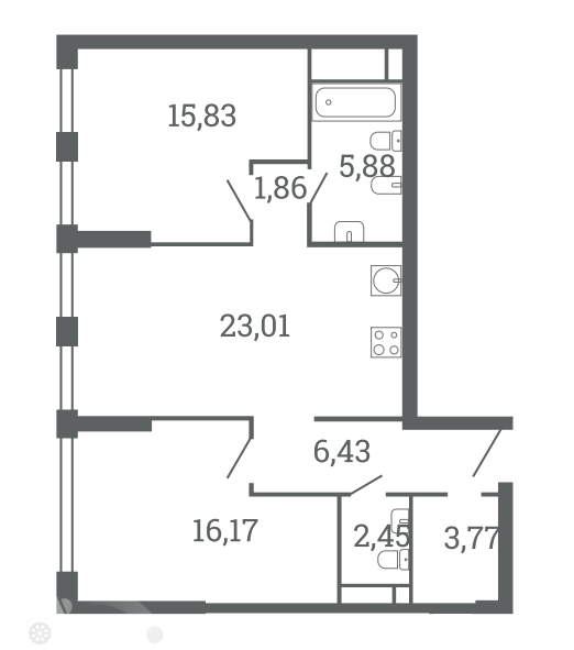 Продаётся 3-комнатная квартира в новостройке 73.0 кв.м. этаж 3/53 за 26 900 000 руб 