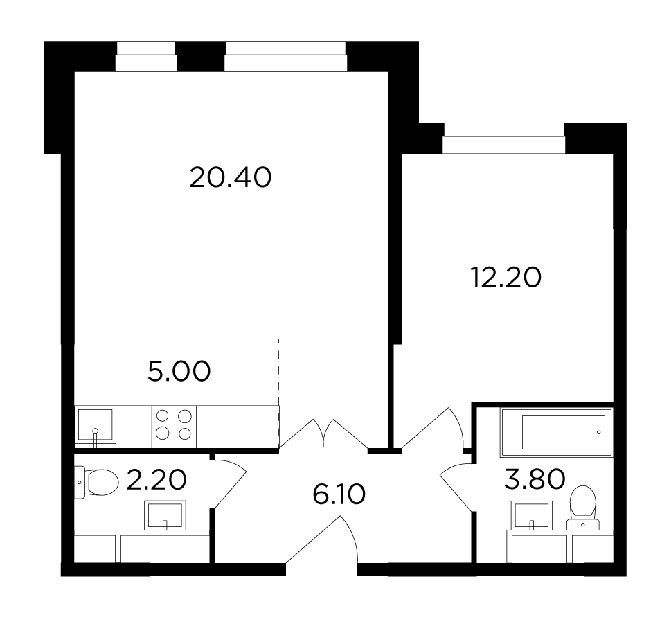 Продаётся 2-комнатная квартира в новостройке 49.6 кв.м. этаж 15/24 за 7 802 294 руб 