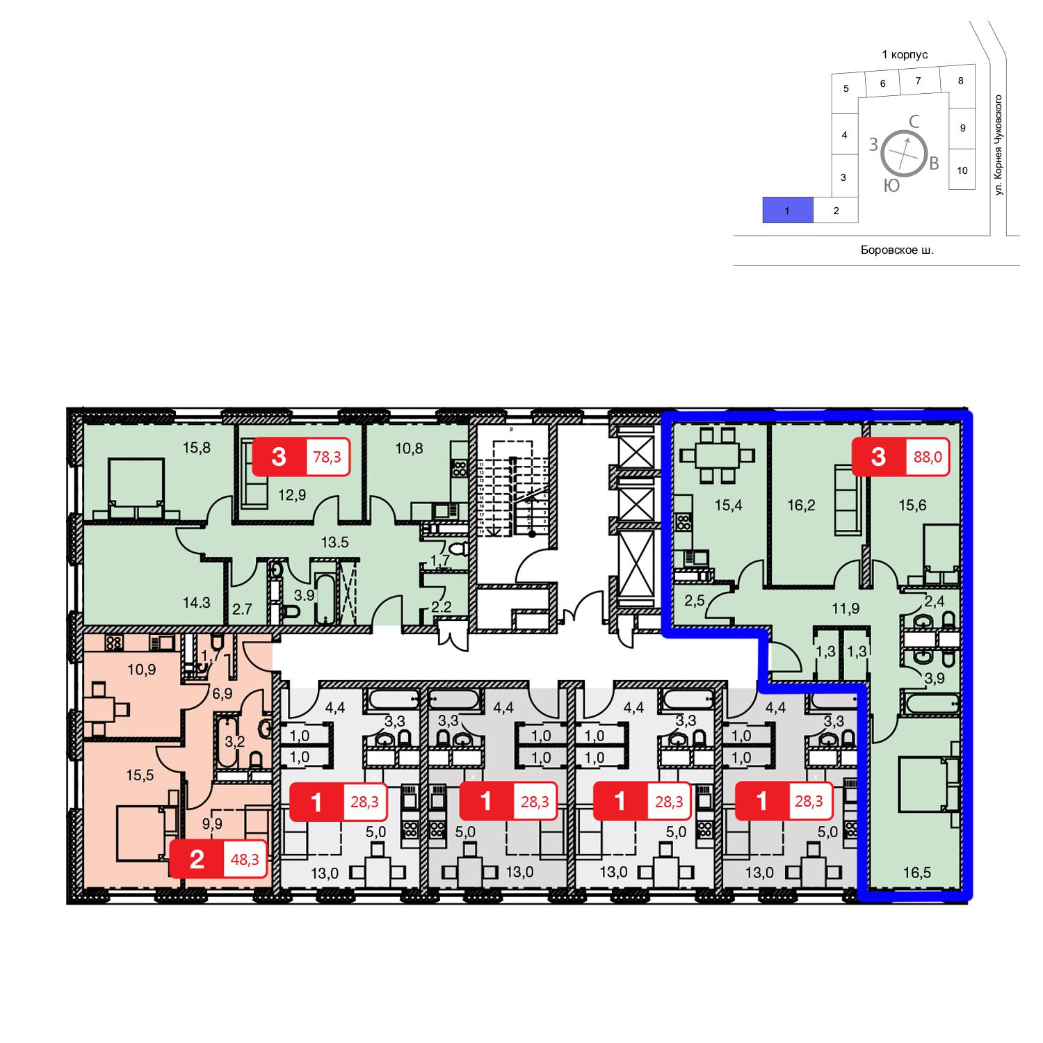 Продаётся 3-комнатная квартира в новостройке 88.0 кв.м. этаж 22/23 за 0 руб 