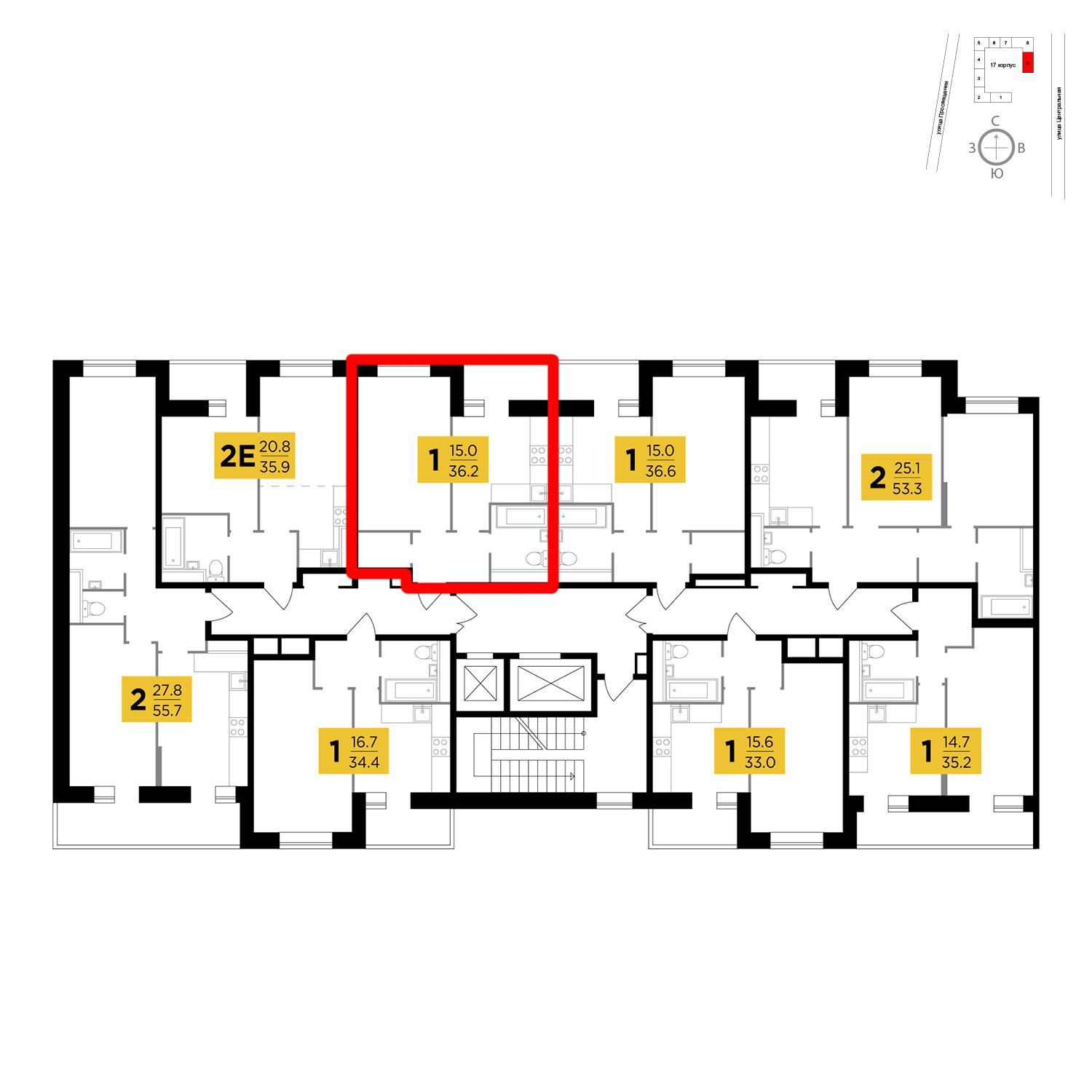 Продаётся 1-комнатная квартира в новостройке 36.2 кв.м. этаж 8/16 за 6 801 669 руб 