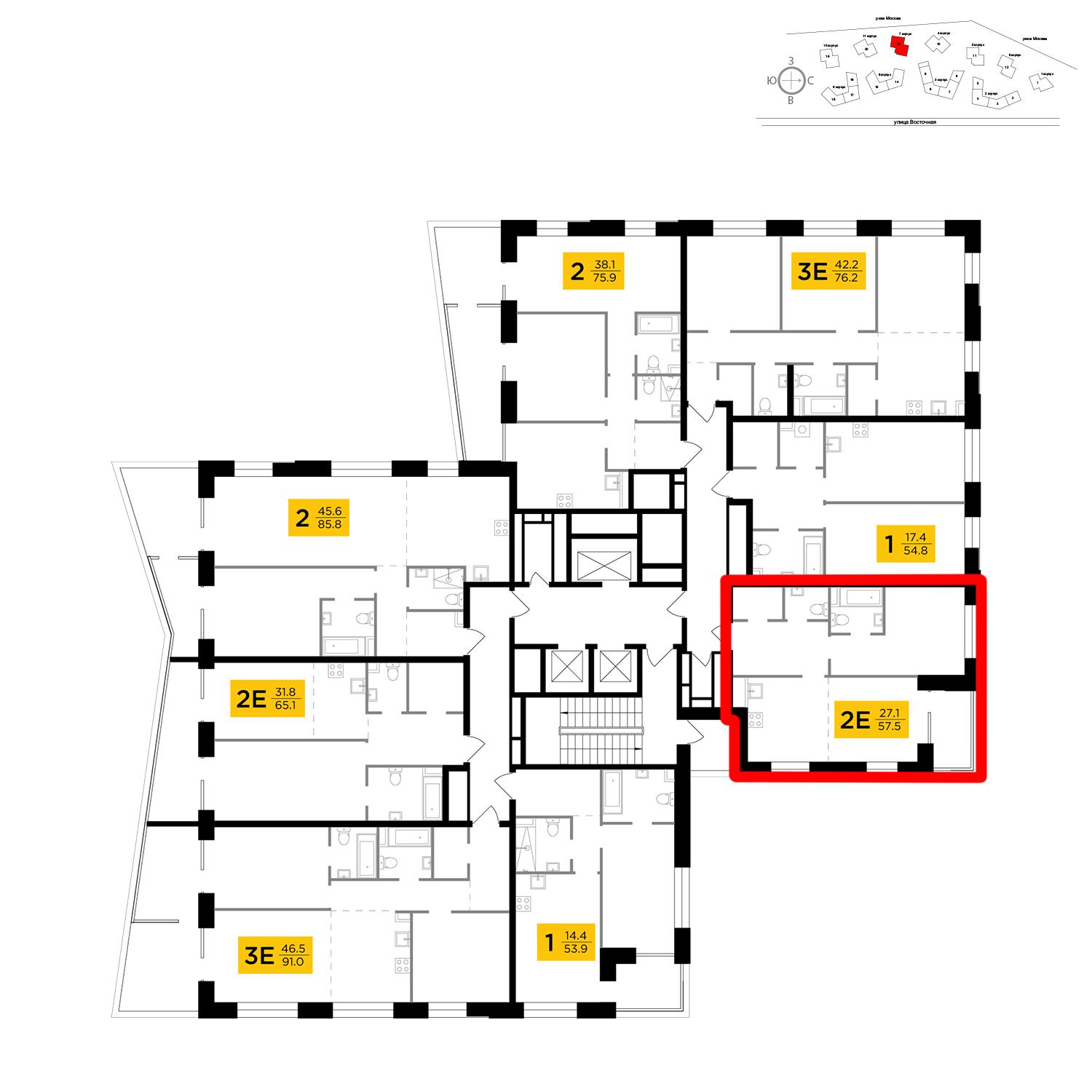 Продаётся 2-комнатная квартира в новостройке 57.5 кв.м. этаж 4/19 за 25 547 162 руб 