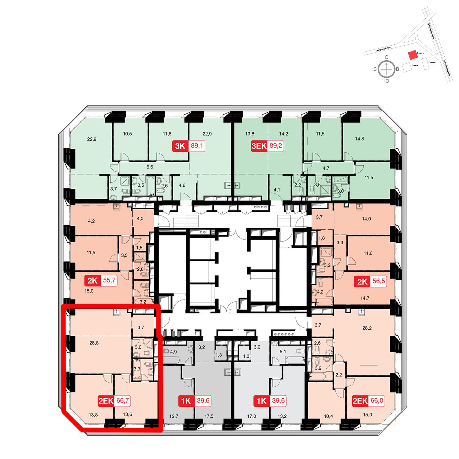 Продаётся 2-комнатная квартира в новостройке 66.7 кв.м. этаж 35/57 за 22 493 830 руб 