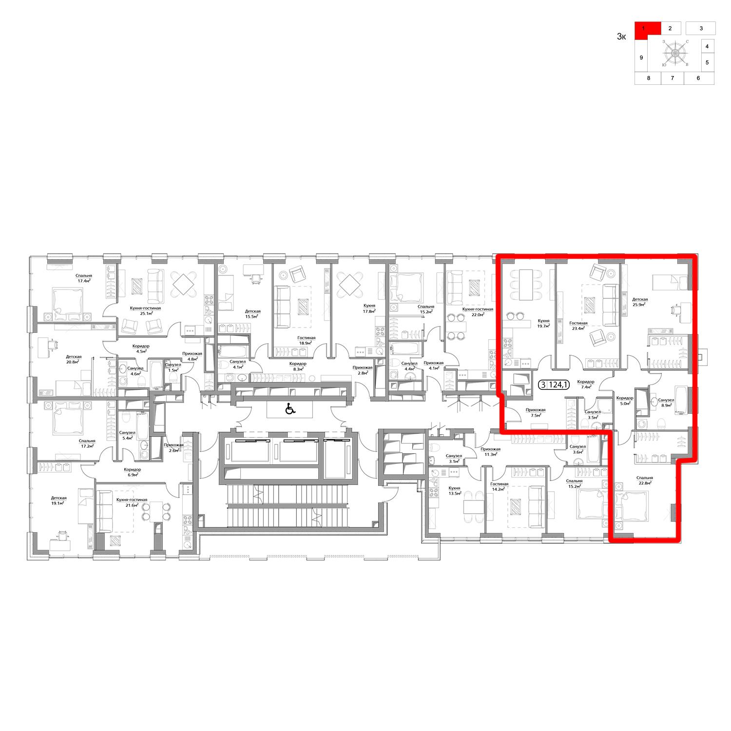 Продаётся 3-комнатная квартира в новостройке 124.1 кв.м. этаж 26/41 за 37 134 822 руб 