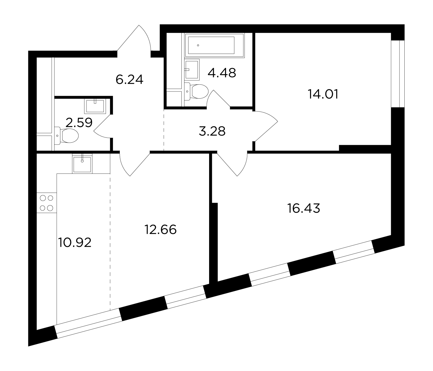 Продаётся 3-комнатная квартира в новостройке 70.6 кв.м. этаж 5/29 за 23 084 755 руб