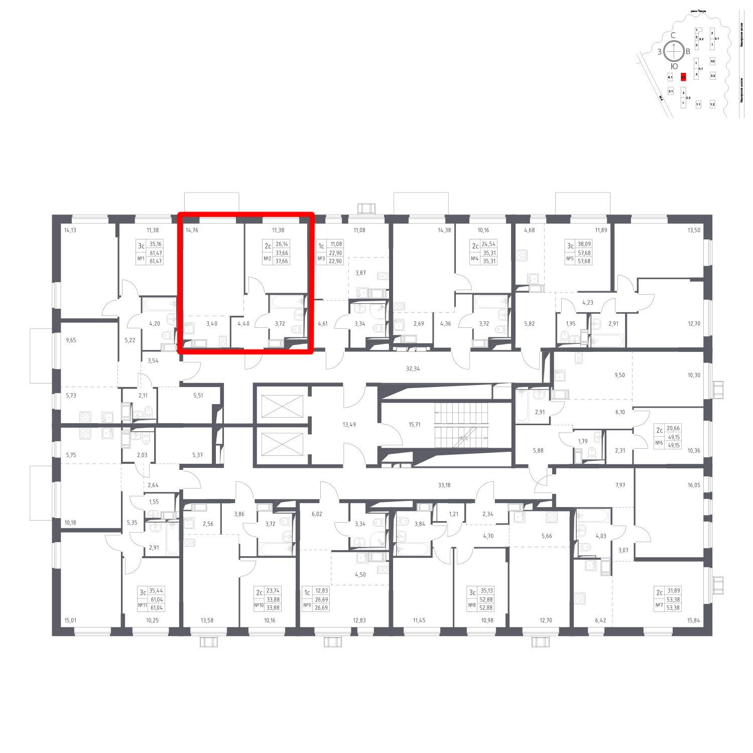Продаётся  квартира-студия 37.7 кв.м. этаж 14/16 за 6 153 151 руб 