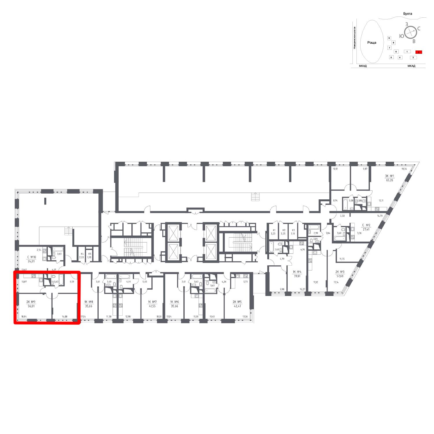Продаётся 2-комнатная квартира в новостройке 62.7 кв.м. этаж 33/33 за 9 660 126 руб 