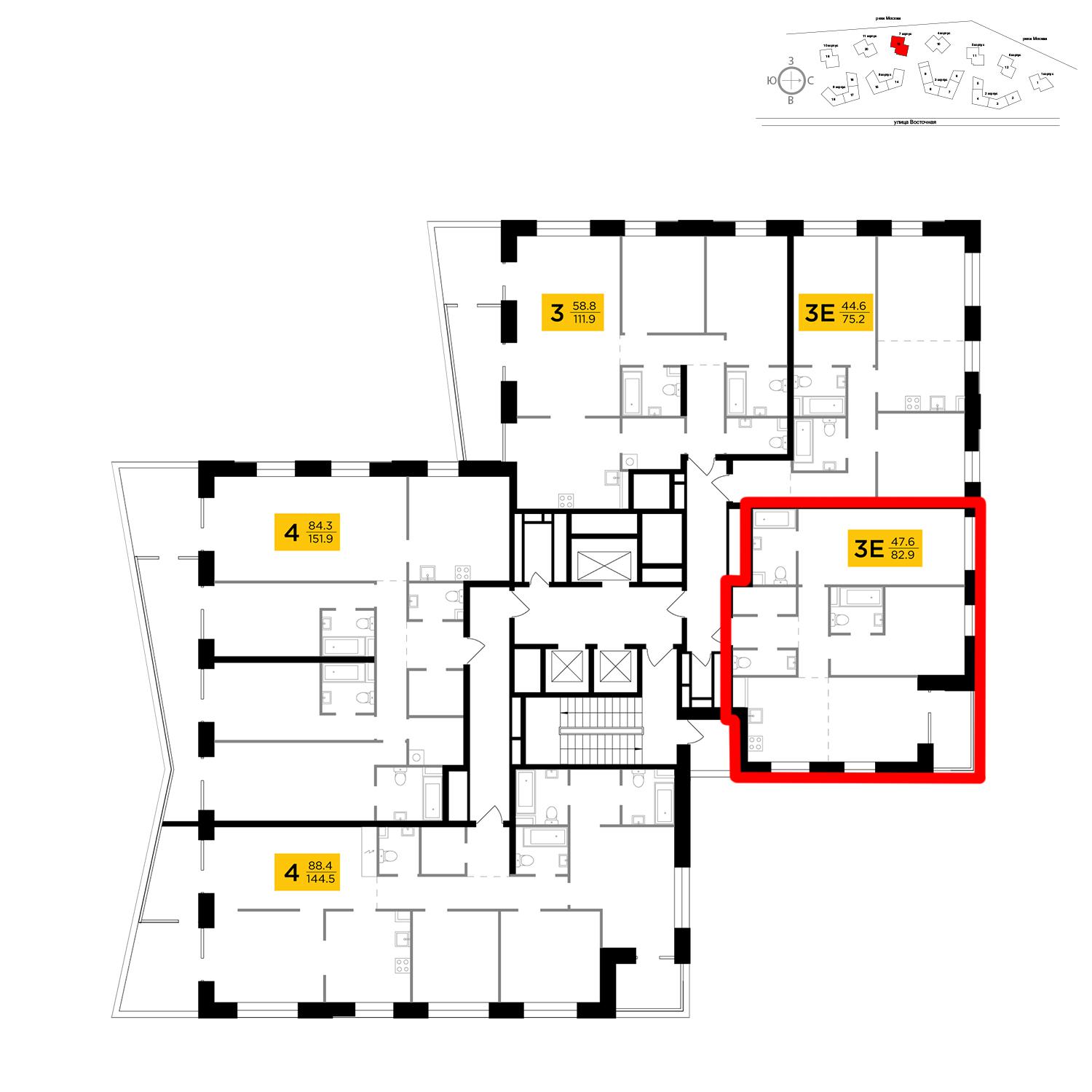 Продаётся 3-комнатная квартира в новостройке 82.9 кв.м. этаж 13/19 за 33 591 490 руб 