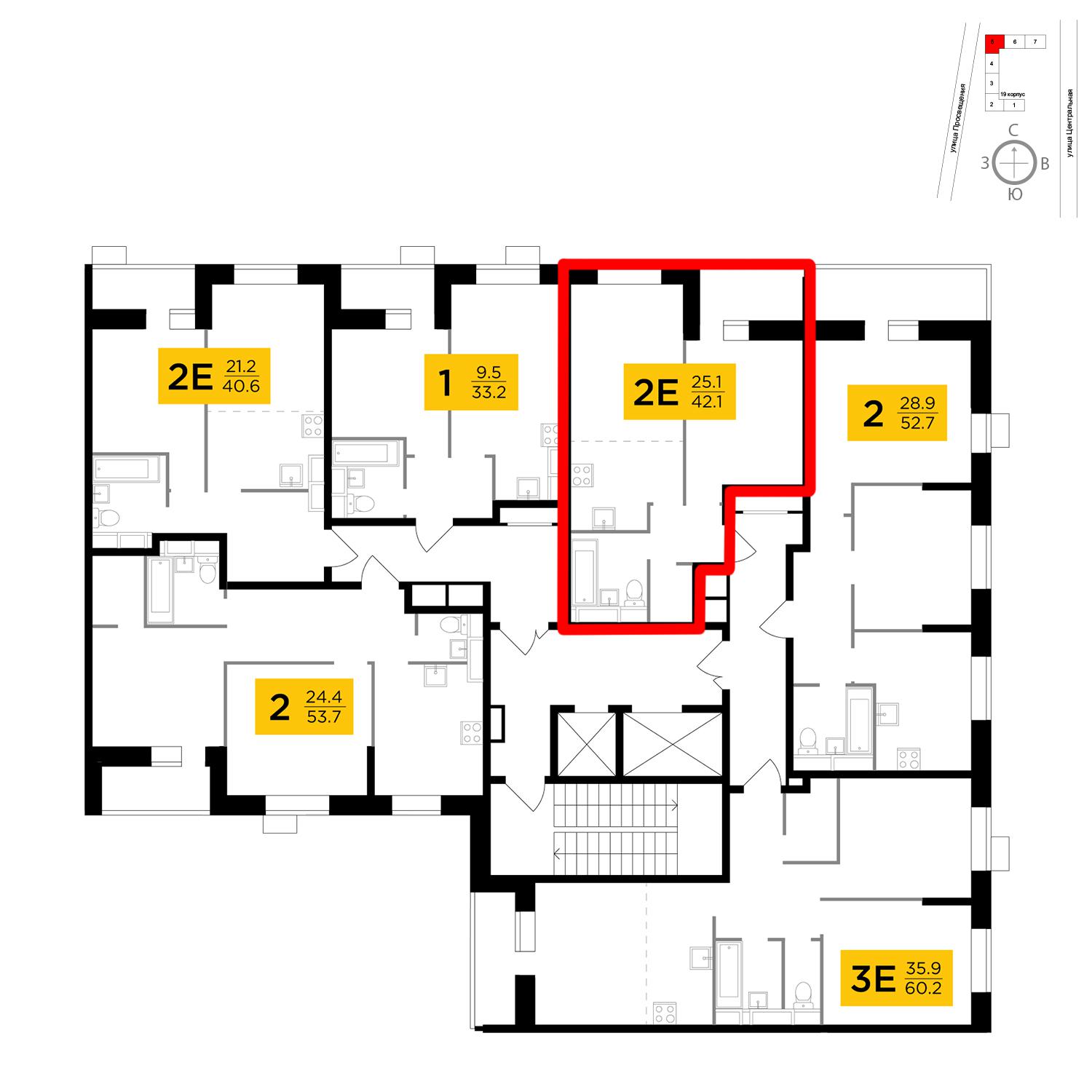 Продаётся 2-комнатная квартира в новостройке 42.1 кв.м. этаж 5/15 за 7 852 655 руб 