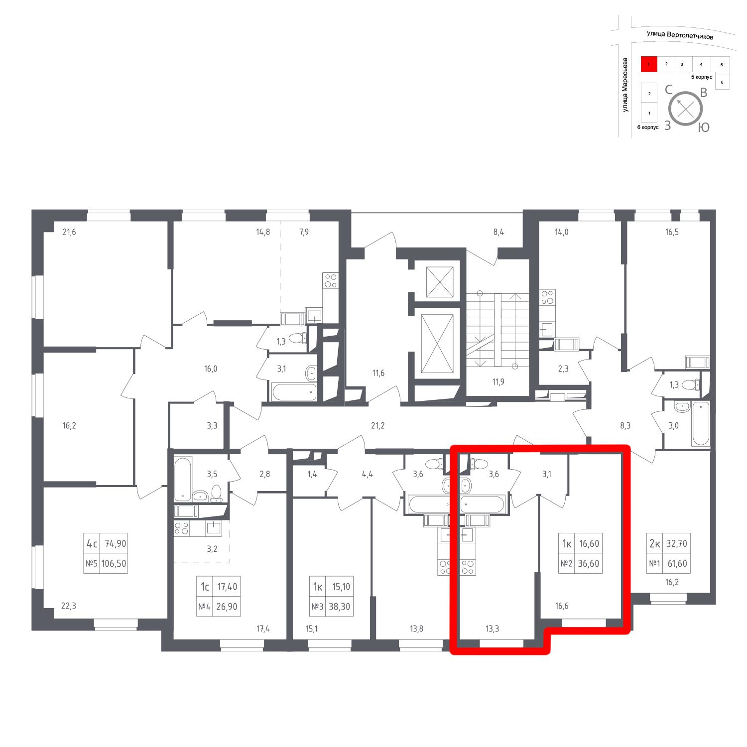 Продаётся 1-комнатная квартира в новостройке 36.6 кв.м. этаж 13/23 за 7 496 778 руб 