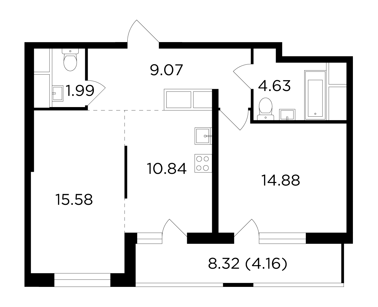 Продаётся 2-комнатная квартира в новостройке 60.9 кв.м. этаж 24/24 за 14 420 394 руб 