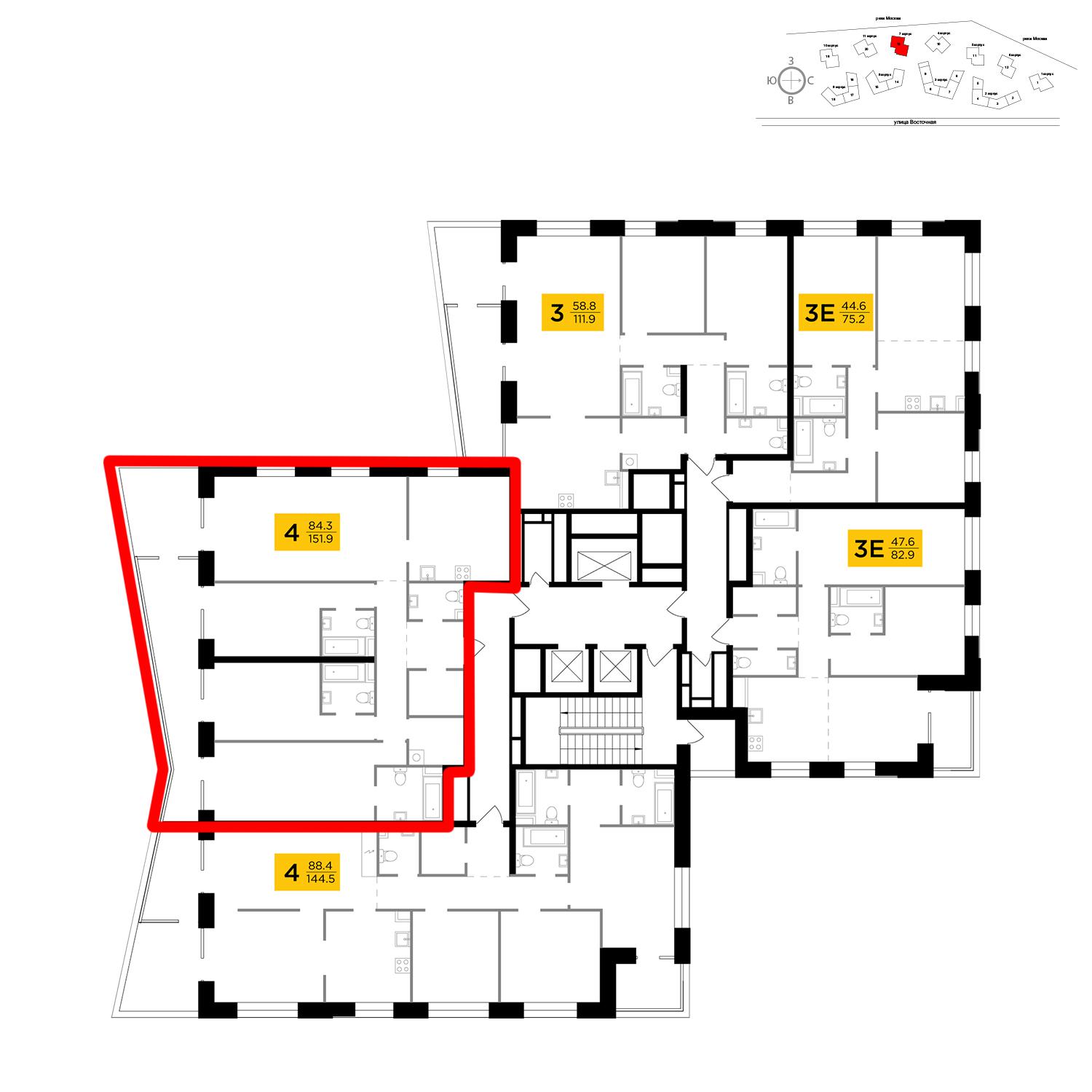Продаётся 4-комнатная квартира в новостройке 151.9 кв.м. этаж 13/19 за 67 058 247 руб 