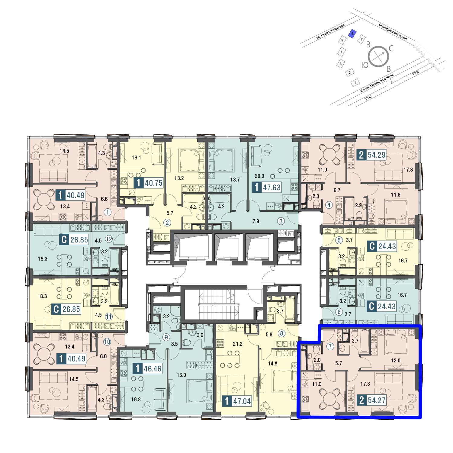 Продаётся 2-комнатная квартира в новостройке 54.8 кв.м. этаж 17/30 за 17 536 000 руб 