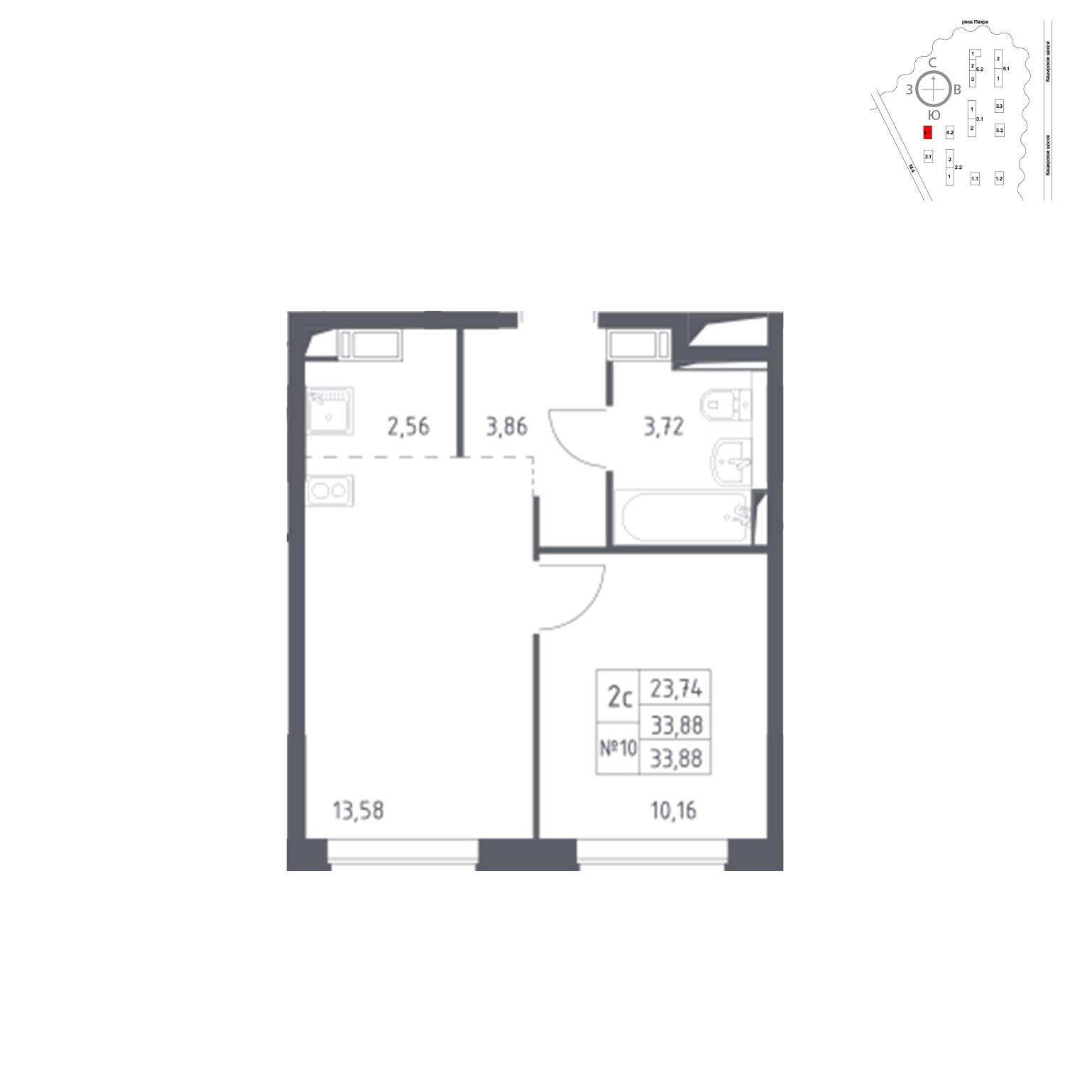 Продаётся  квартира-студия 33.9 кв.м. этаж 15/16 за 5 977 008 руб 