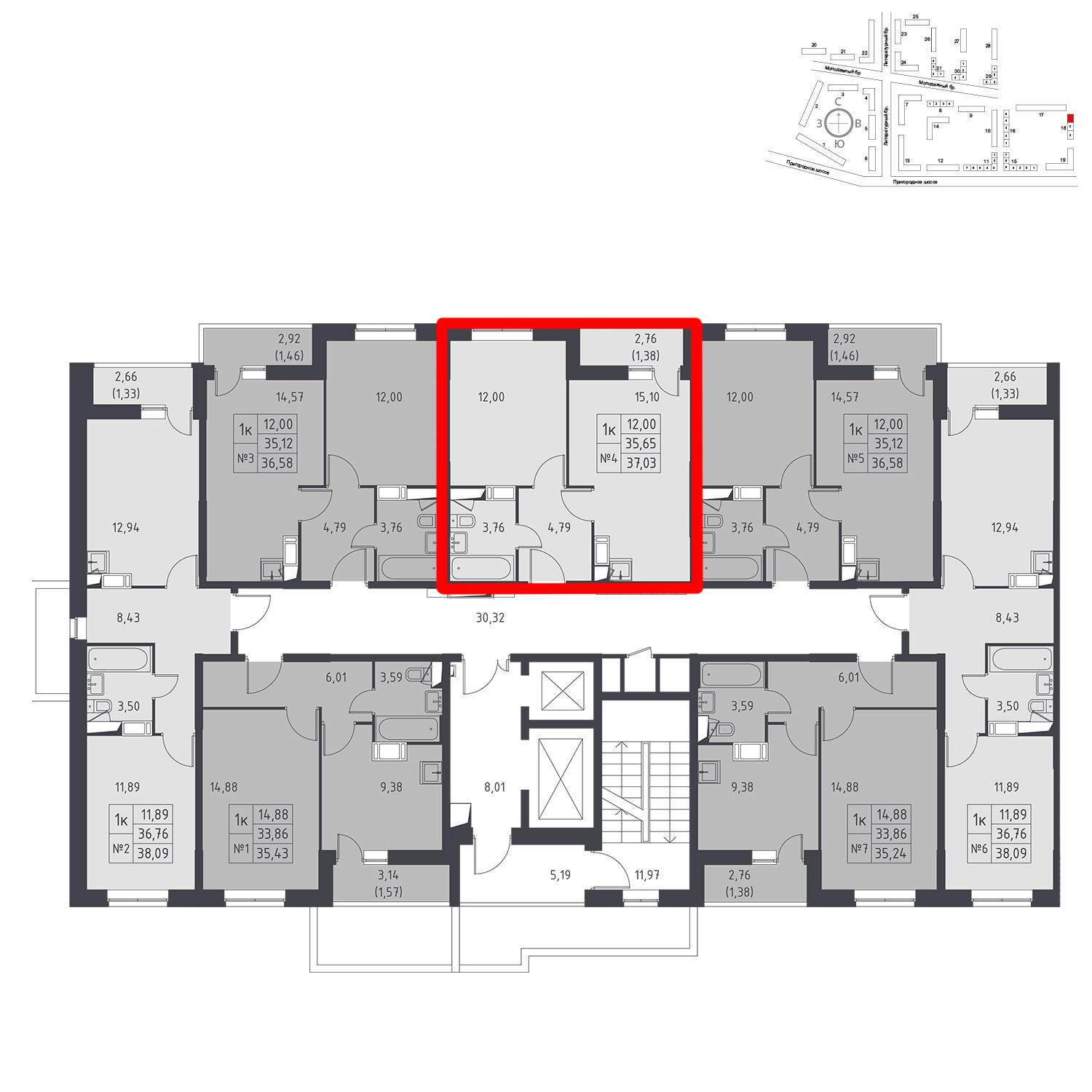 Продаётся 1-комнатная квартира в новостройке 37.0 кв.м. этаж 12/17 за 3 942 140 руб 