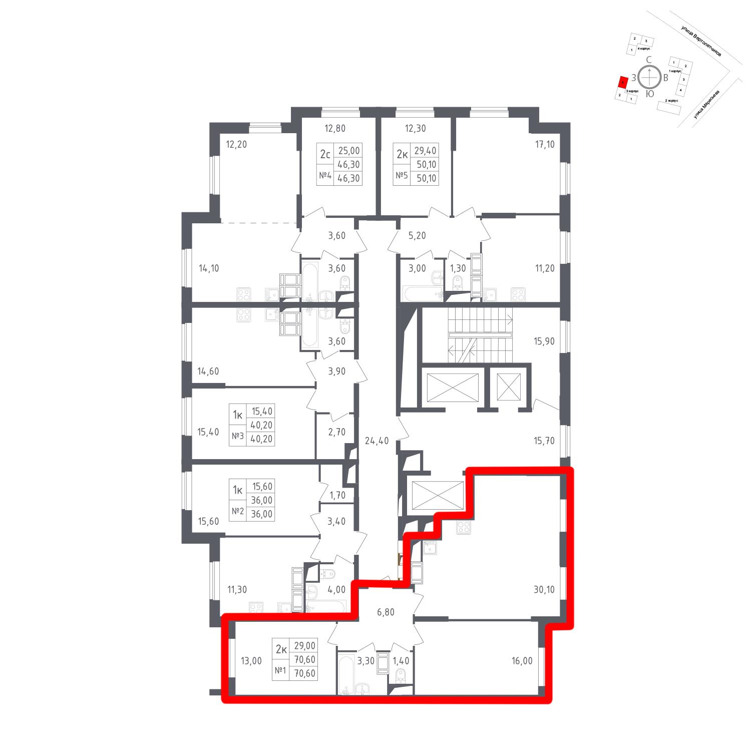 Продаётся 2-комнатная квартира в новостройке 70.6 кв.м. этаж 17/23 за 15 994 359 руб 