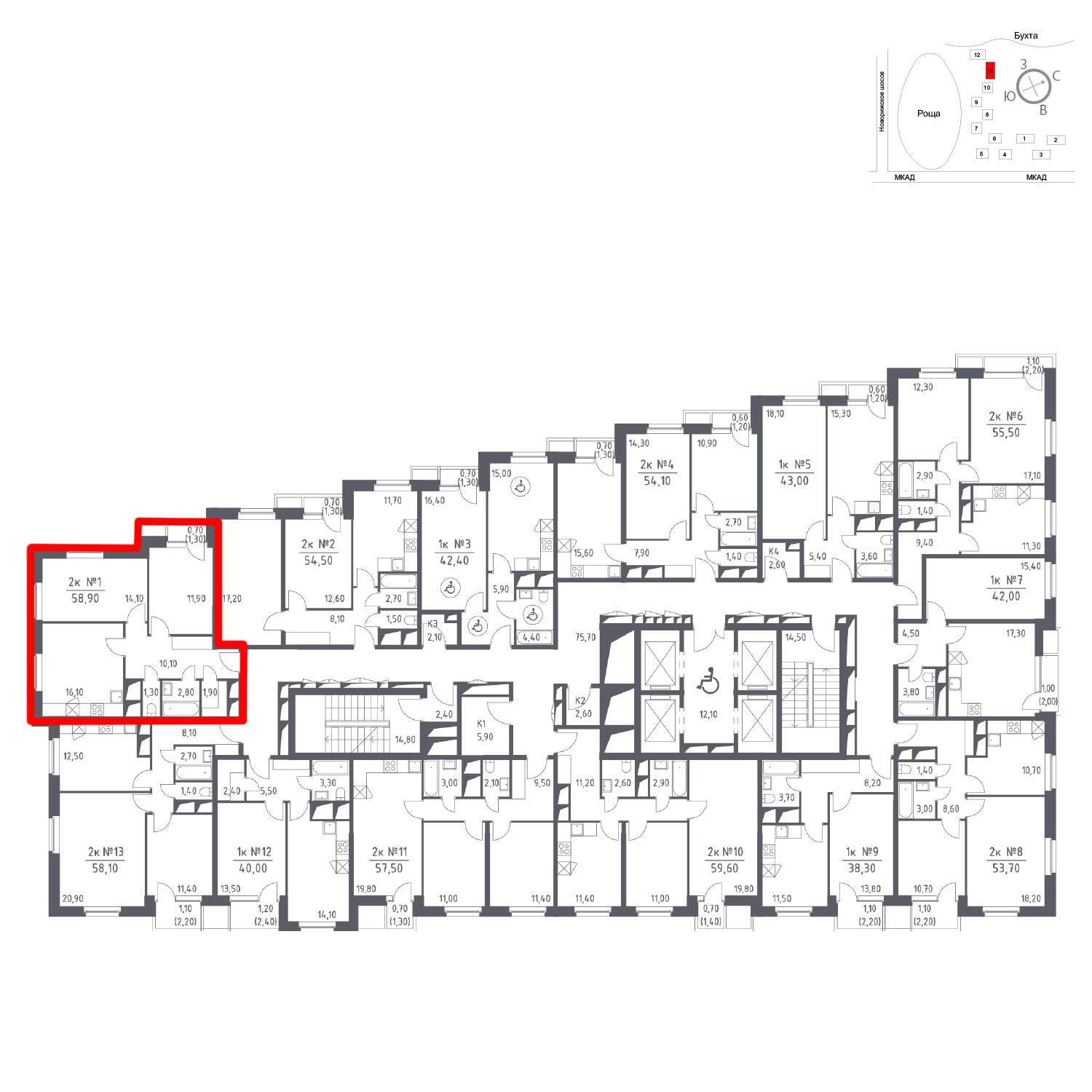 Продаётся 2-комнатная квартира в новостройке 58.9 кв.м. этаж 20/33 за 0 руб 