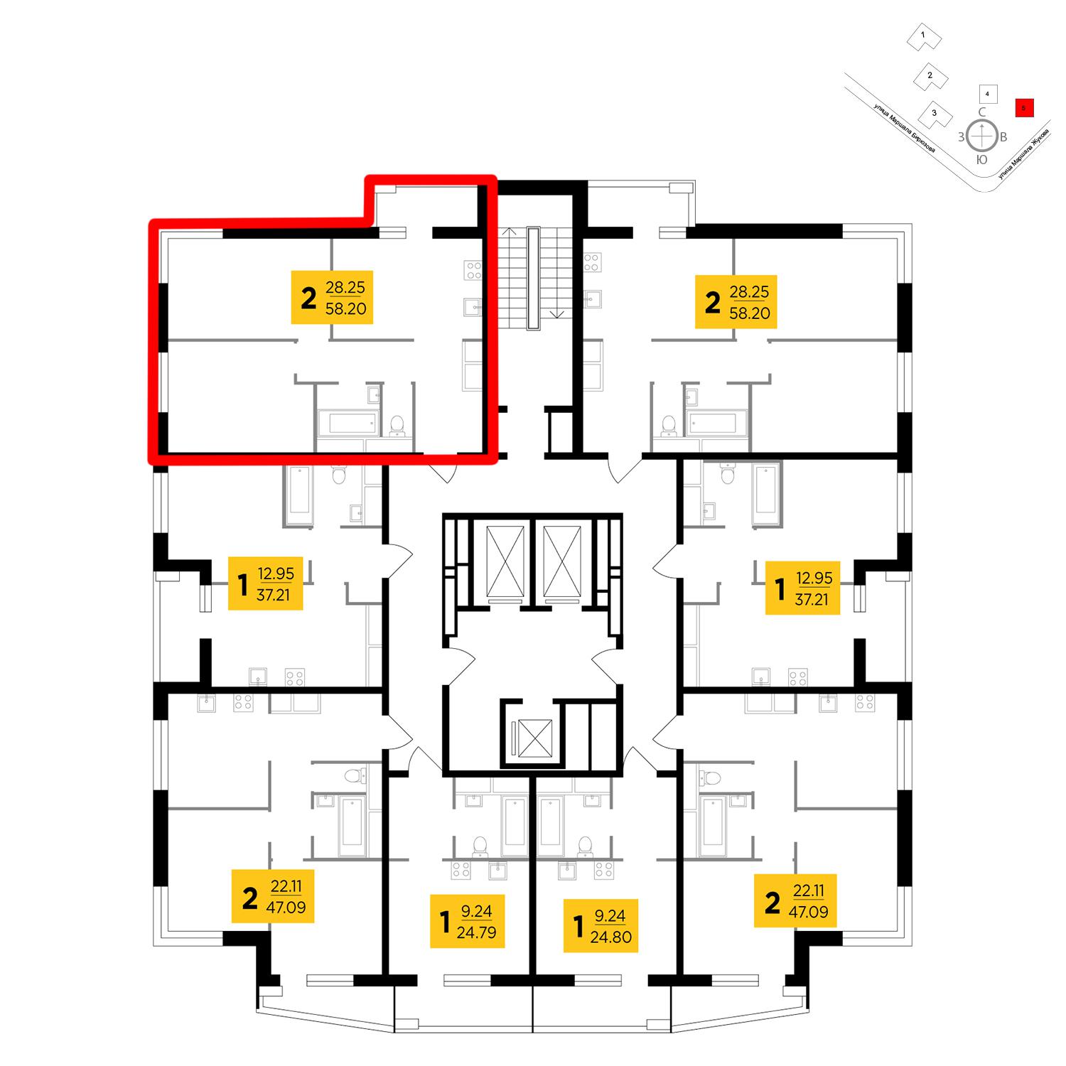 Продаётся 2-комнатная квартира в новостройке 58.2 кв.м. этаж 23/25 за 10 479 142 руб 