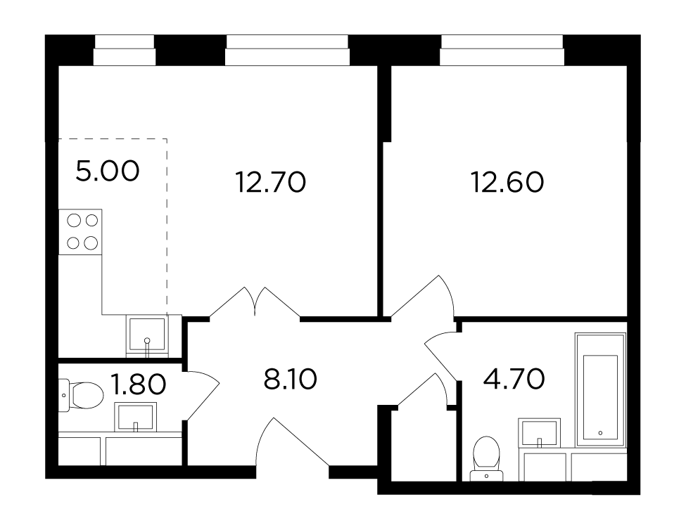 Продаётся 2-комнатная квартира в новостройке 44.8 кв.м. этаж 20/24 за 7 779 036 руб 