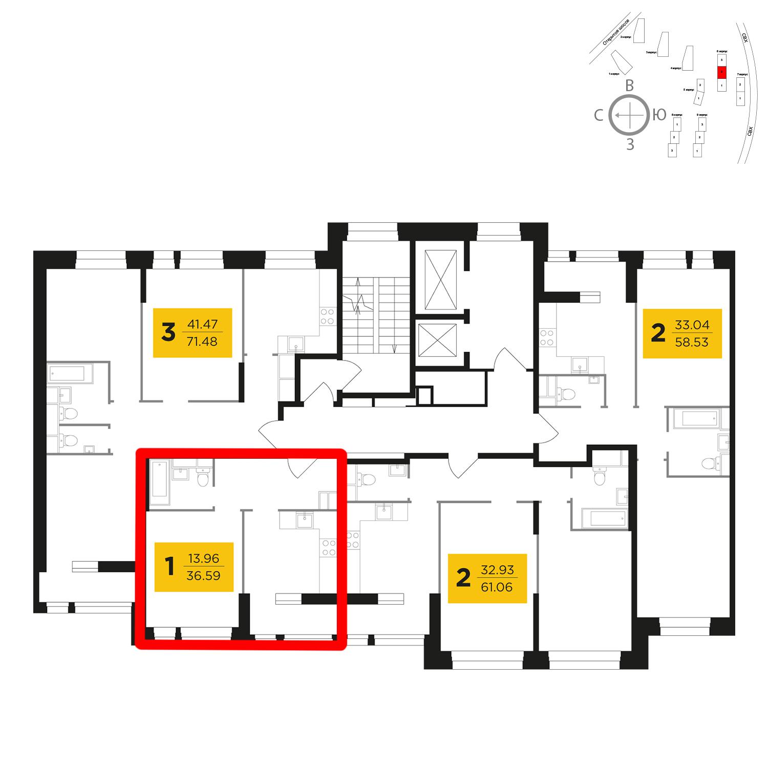 Продаётся 1-комнатная квартира в новостройке 36.6 кв.м. этаж 9/22 за 10 822 358 руб 