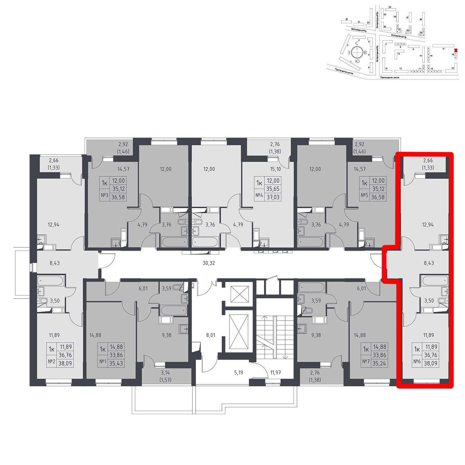 Продаётся 1-комнатная квартира в новостройке 38.1 кв.м. этаж 17/17 за 3 948 524 руб 